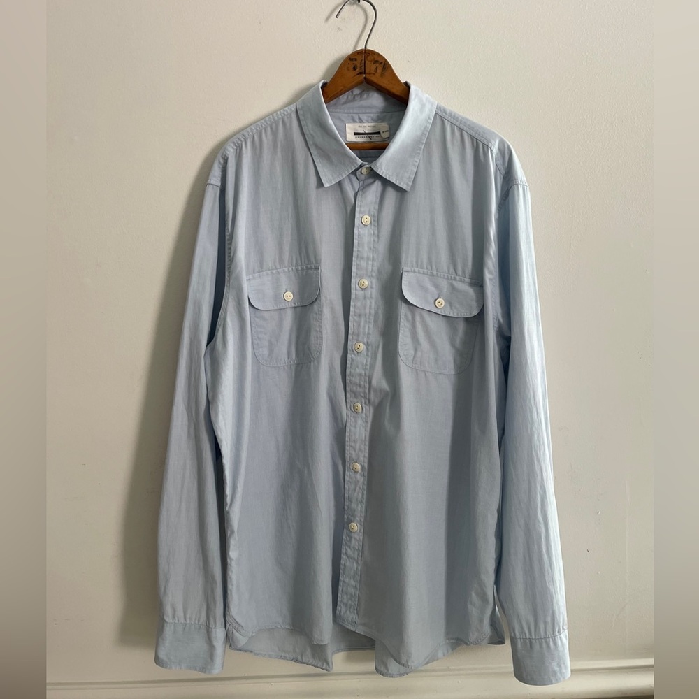 Guidboat Co. Ply The Waters Button Front Shirt Light Blue Cotton Long Sleeve XXL